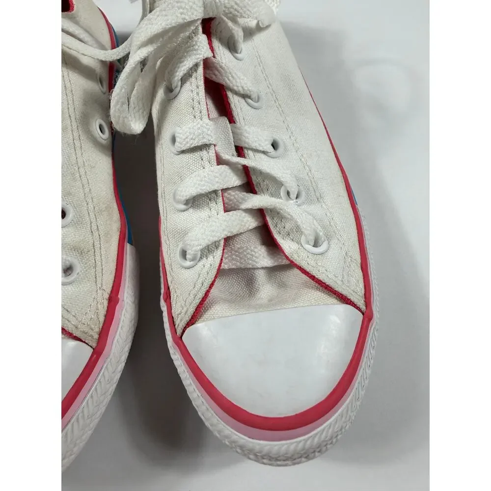 Converse Chuck Taylor All Star Ox Rainbow Stripe White Sneakers Girls Size 1
